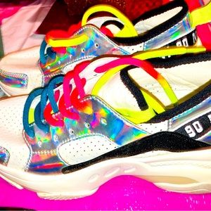 PERFECT GIFT - Chrome iridescent multicolor Steve Madden gym shoes 6.5.